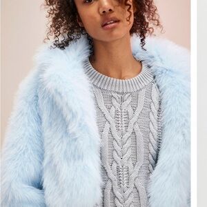 Free People Light Blue Faux Fur Coat
